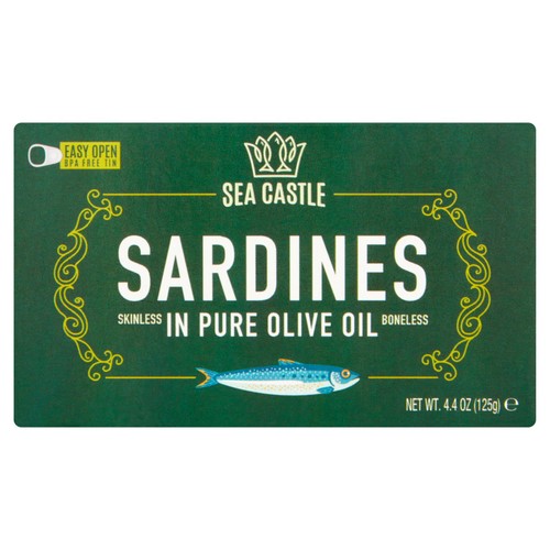 Sea Castle Sardines Skinless & Boneless Olive Oil, 125g Sea Castle Sardines Skinless & Boneless Olive Oil, 125g