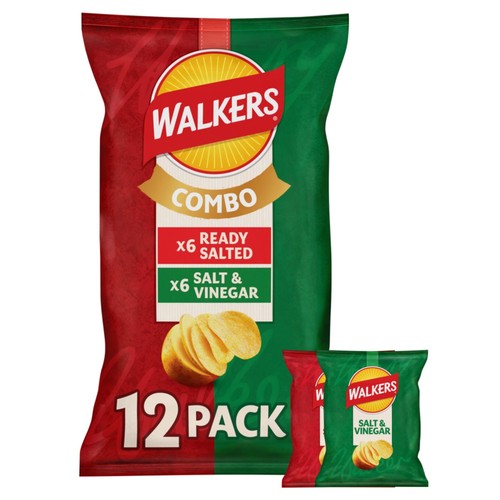 Walkers Ready Salted, Salt & Vinegar Variety Multipack Crisps