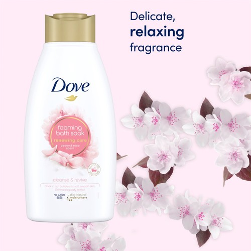 Dove Bubble Bath Soak Renewing Care Peony & Rose