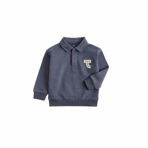 M&S Collared Rugby Sweat, 6-7 Years, Navy