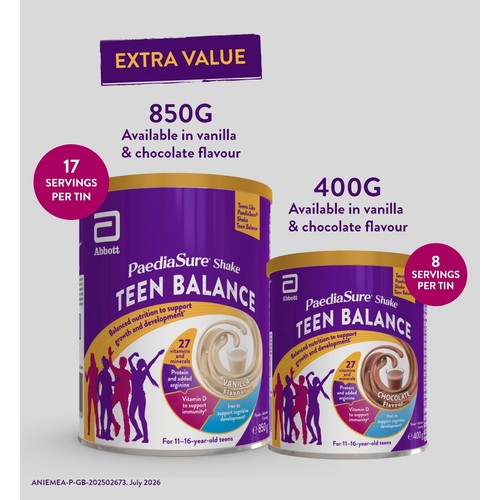 PaediaSure Shake Teen Balance, Age 11-16 years old, Vanilla Flavour