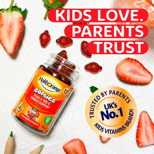 Haliborange Kid's Softies Iron + Vitamin C  Strawberry Gummies 3-12yrs