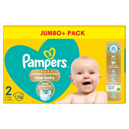 Pampers New Baby Nappies, Size 2 (4-8kg) Jumbo+ Pack