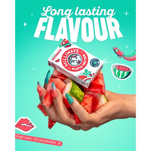 Milliways Watermelon, Plastic Free, Sugar Free Chewing Gum