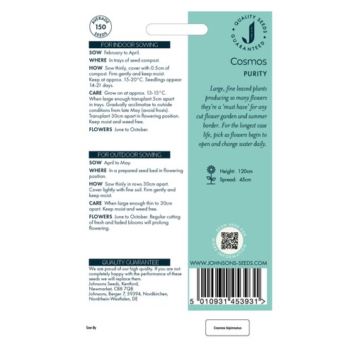Mr Fothergills Seeds Johnsons Cosmos Purity