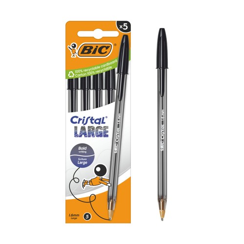 BIC Cristal Large Smooth Glide Ballpoint Pens Black Ocado