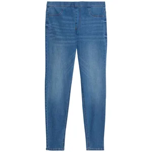 M&S Womens Pull on High Waisted Jegging, Size 16, Extra Short, Indigo