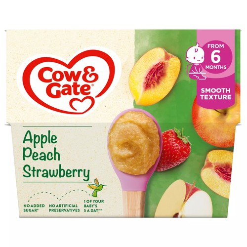 Cow & Gate Apple Peach & Strawberry Baby Food Fruit Pot 6+ Months