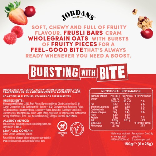 Jordans Frusli Juicy Red Berry Chewy Cereal Bars