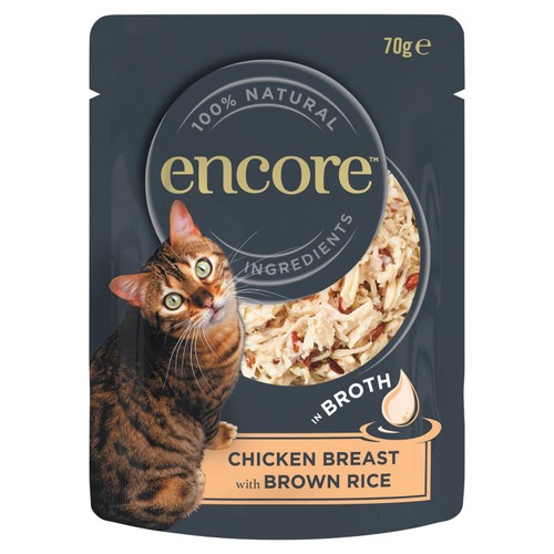 Encore Natural Wet Cat Food Pouch Chicken Breast with Rice in Broth