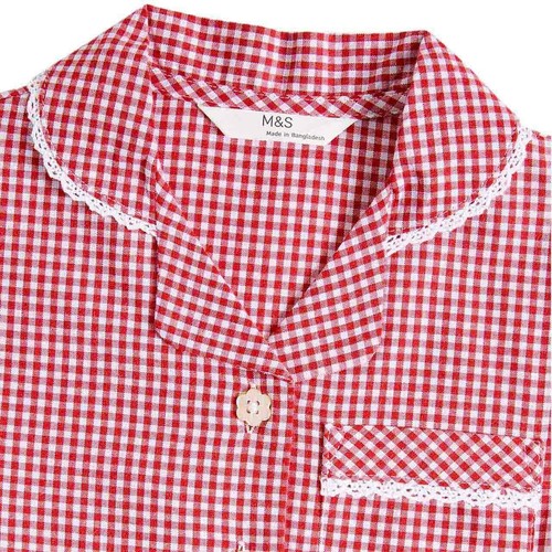 M&S Girls Cotton Rich School Dresses, 2 Pack, 7-8 Years, Red Mix
