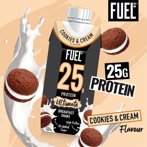 FUEL10K Cookies & Cream 25g High Protein Breakfast Shake Drink