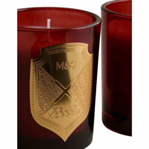 M&S Set of 3, Votive Christmas Joy Candles, Red Mix