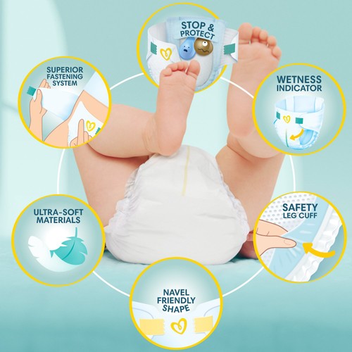 Pampers New Baby Nappies, Size 2 (4-8kg) Essential Pack