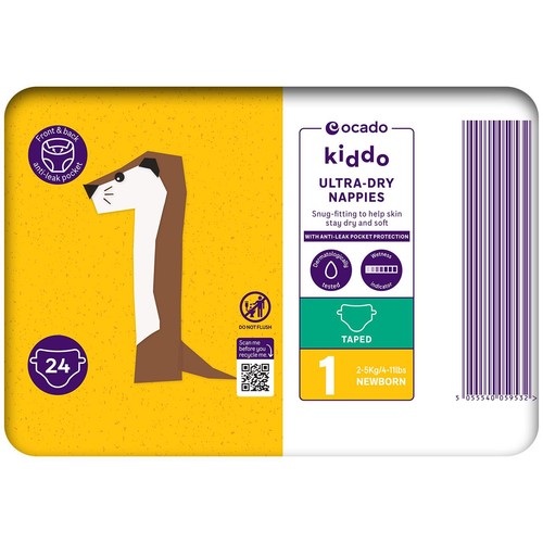 Ocado Kiddo Ultra-Dry Nappies Size 1 (2-5kg)