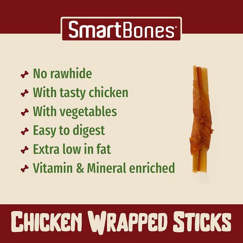 SmartBones 5 Chicken Wrapped Rawhide Free Sticks Dog Treats