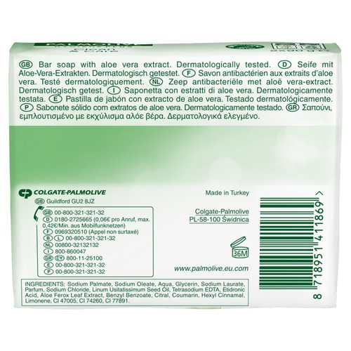 Palmolive Hygiene Vegan Antibacterial Aloe Vera Bar Soap 