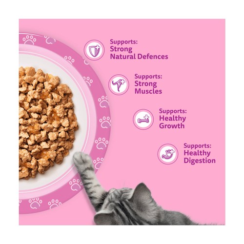 Whiskas Kitten 2-12mths Wet Cat Food Pouches Poultry Feasts in Jelly