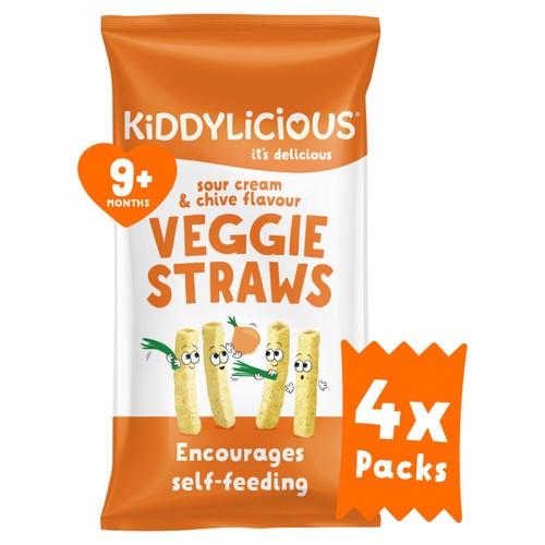 Kiddylicious Sour Cream & Chive Veggie Straws, 9 mths+