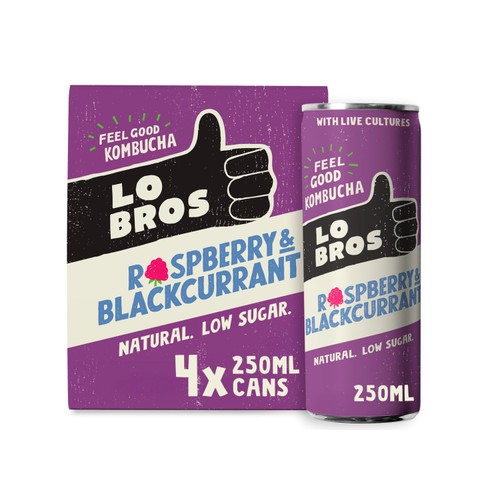 Lo Bros Kombucha Raspberry & Blackcurrant Low Sugar Multipack