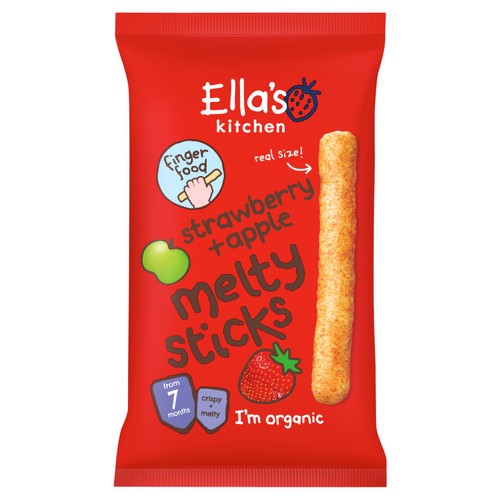 Ella's Kitchen Strawberry & Apple Melty Sticks Baby Snack 7+ Months