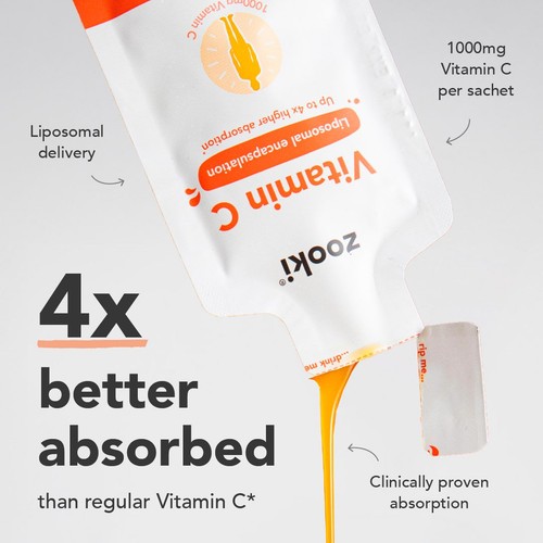 Zooki Liposomal Vitamin C 1,000mg, Citrus Orange Sachets