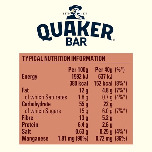 Quaker Cereal Bar Chocolate and Hazelnut