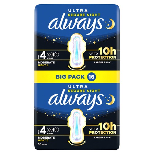 Always Ultra Secure Night With Wings Sanitary Towels (SIZE 4)
