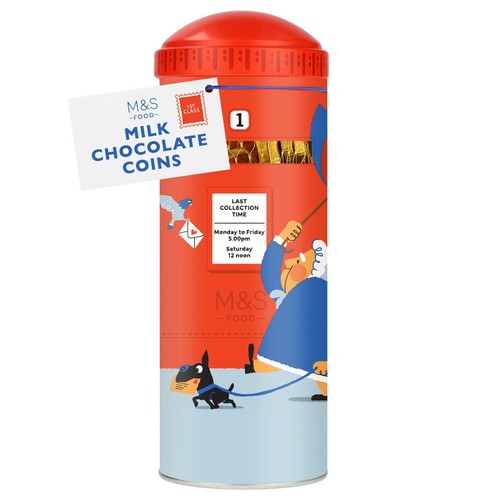 M&S Milk Chocolate Coins in Postbox Tin