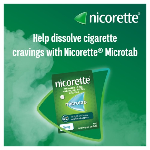 Nicorette Microtab 2mg Sublingual Tablet 100 Pieces Quit Smoking Aid