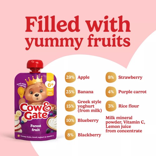 Cow & Gate Fruit Pouch Forest Fruit Smoothie Baby Food Snack 4+ Months