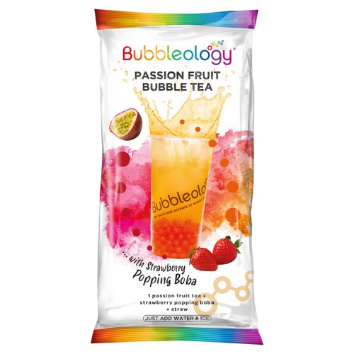 Bubbleology Passion Fruit Bubble Tea with  Strawberry Popping Boba