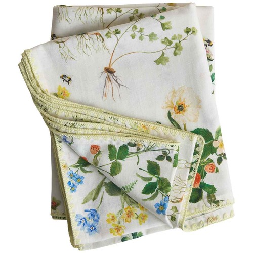 M&S Cotton Linen Floral Tablecloth, Green