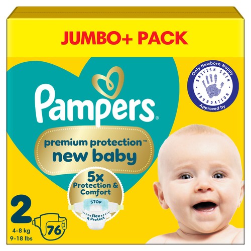 Pampers New Baby Nappies, Size 2 (4-8kg) Jumbo+ Pack
