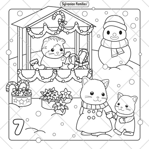 Sylvanian Families Cosy Christmas Adorable Advent Calendar Colouring