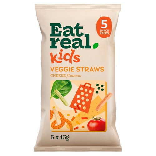 Eat Real Kids Multipack Cheese Flavour Veggie Straws Tomato Kale & Spinach 