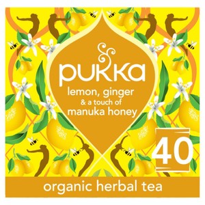 PUKKA Organic Lemon, Ginger & Manuka Honey 40 Herbal Tea Bags