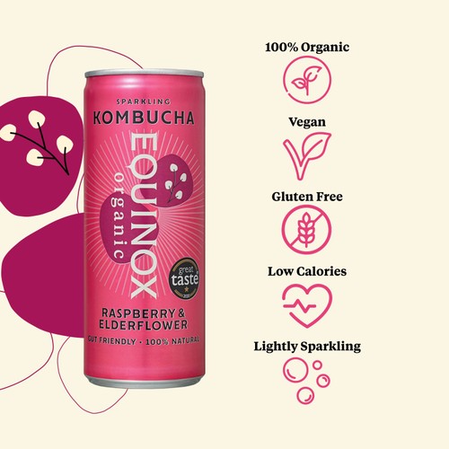 Equinox Organic Raspberry & Elderflower Kombucha