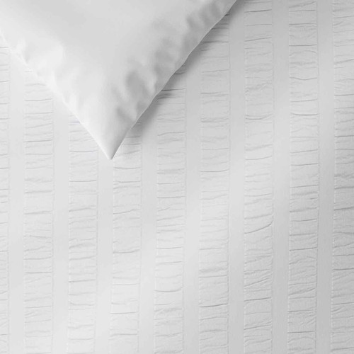 M&S Pure Cotton Striped Seersucker Bedding Set, Double, White