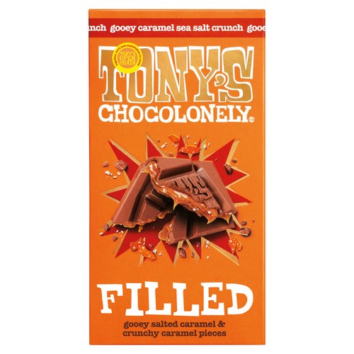 Tony's Chocolonely Milk Chocolate Caramel Sea Salt Crunch Filled Bar