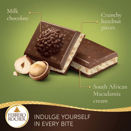 Ferrero Rocher Milk Chocolate with Hazelnut & Macadamia Bar