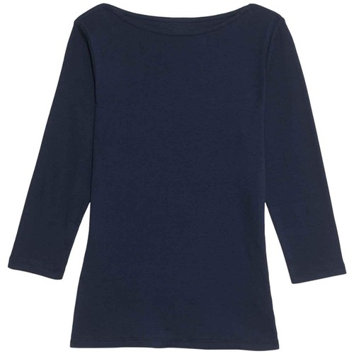 M&S Womens Pure Cotton Slim Fit Top, Size 14, Navy