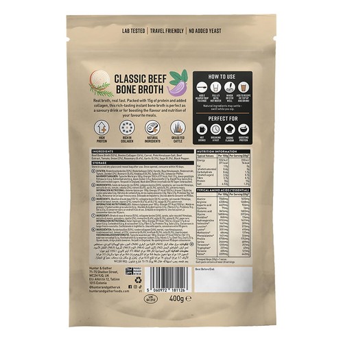 Hunter & Gather Grass-Fed Bone Broth Classic Beef