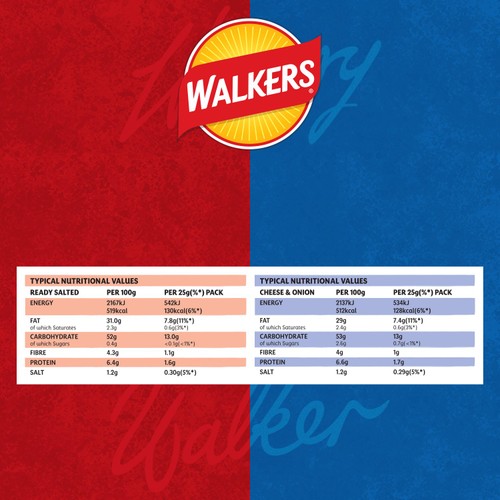 Walkers Ready Salted, Cheese & Onion Variety Multipack Crisps