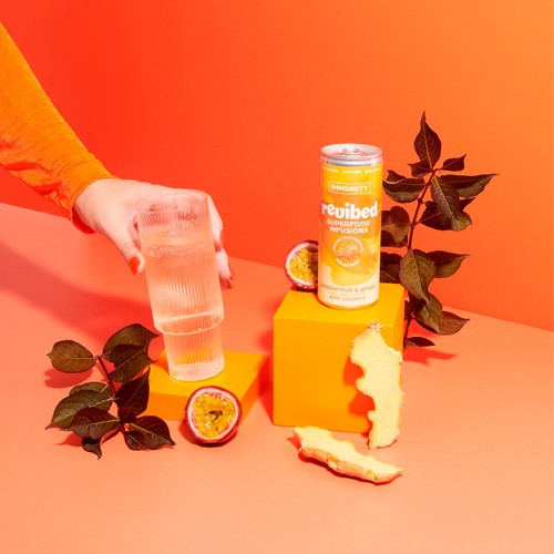 Revibed Immunity Passionfruit and Ginger Infused Lightly Sparkling Water