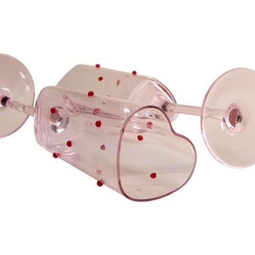M&S Set of 2 Heart Shaped Champagne Flutes, Pink