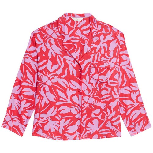 M&S Lobster Print Pyjama Top, 14, Pink 