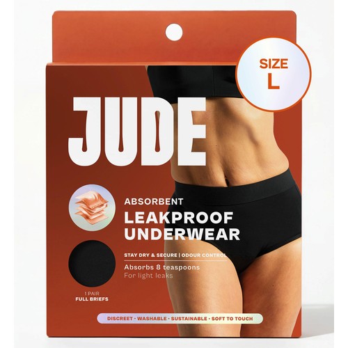 Jude Washable Absorbent High Waist Pants Black Large
