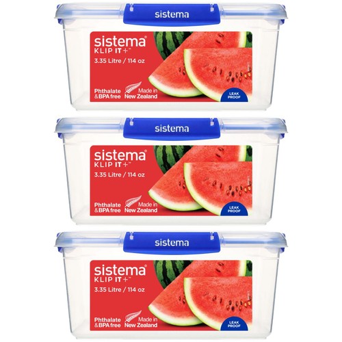 Sistema Klip It Plus 3.35L Containers 3 Pack Airtight Food Storage
