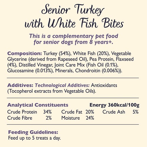 Lily's Kitchen Turkey & White Fish Bites for Senior Dogs